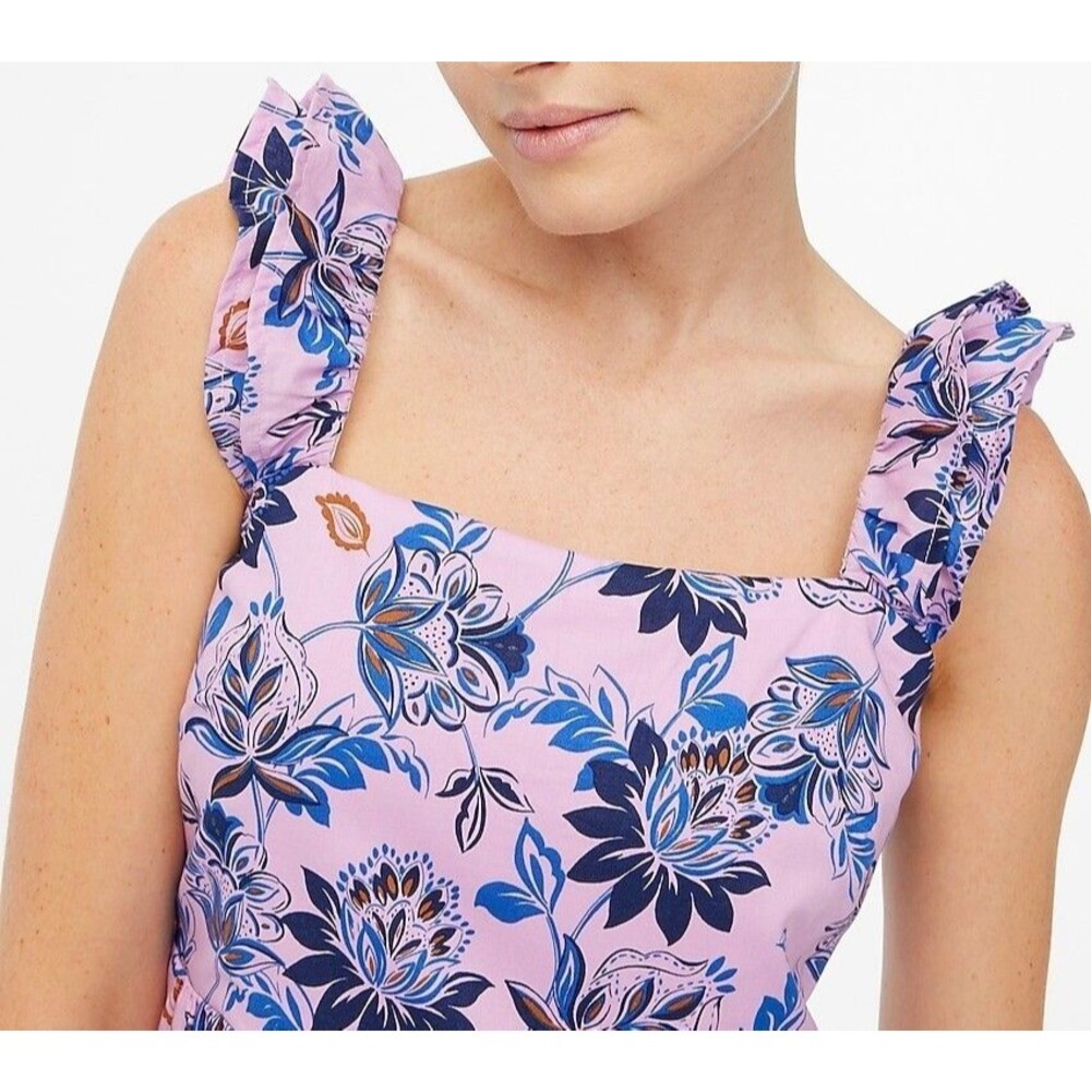 J Crew Factory Women’s Square Neck Midi Floral Dress Size 10 - Picture 2 of 6